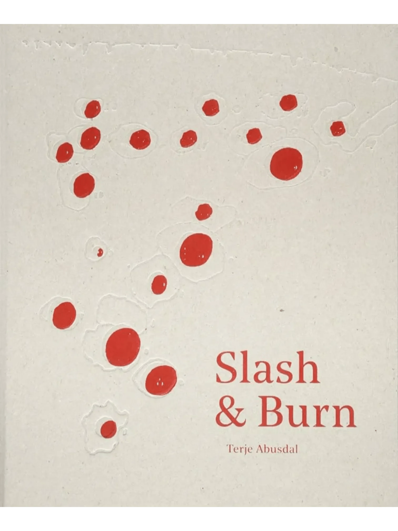 Book cover with red splashes